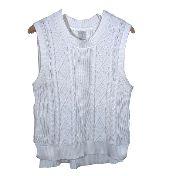 Joie Sweater Vest Women’s XL White Cable Knit Top Fisherman Vest Preppy College - Picture 1 of 4